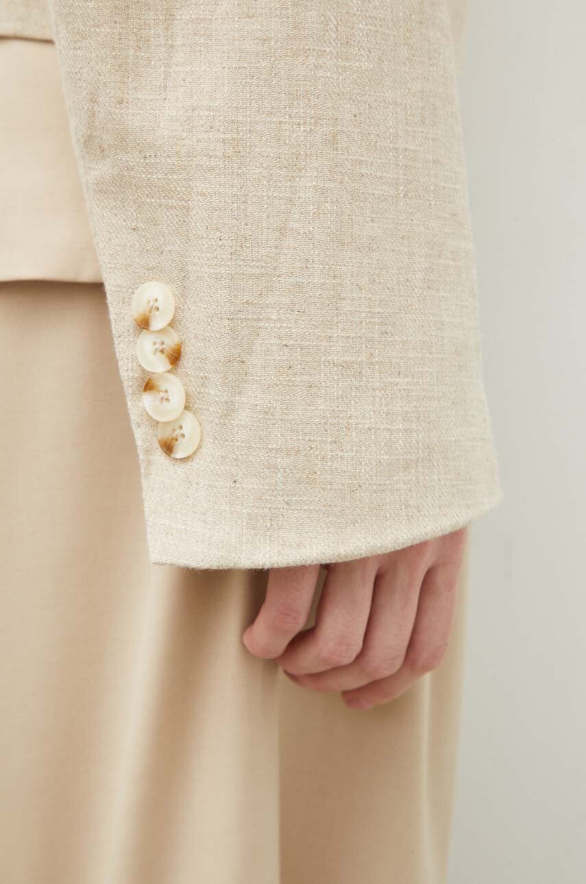 Λινό πανωφόρι Remain χρώμα: μπεζ φωτογραφία