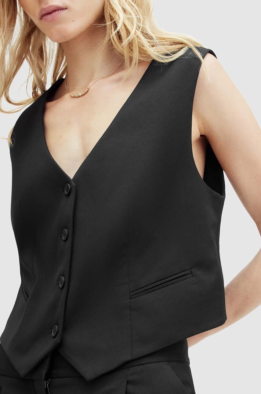Γιλέκο AllSaints NELLIE WAISTCOAT χρώμα: μαύρο, WT512Z φωτογραφία