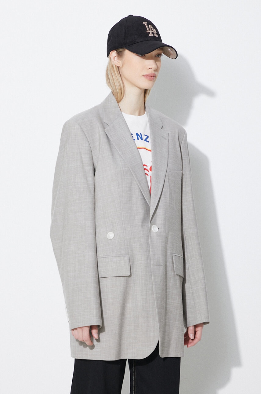 Vlnené sako Kenzo Solid Kimono Blazer