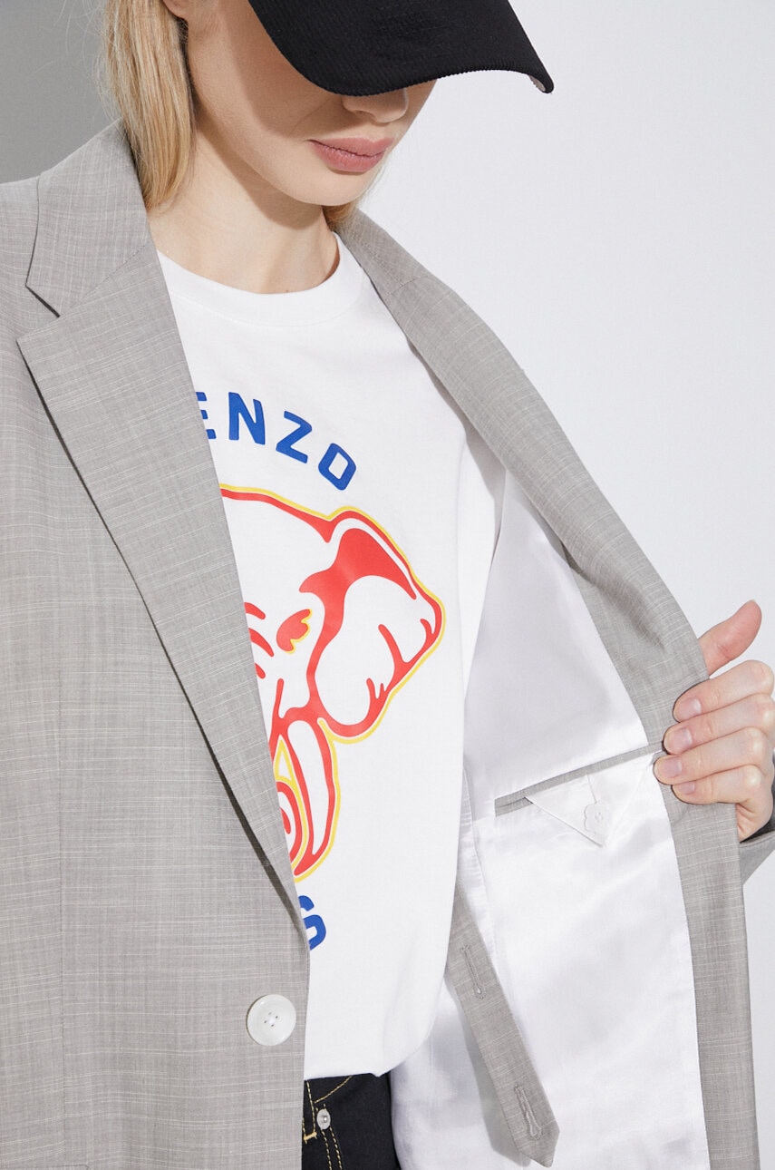 Vlnené sako Kenzo Solid Kimono Blazer