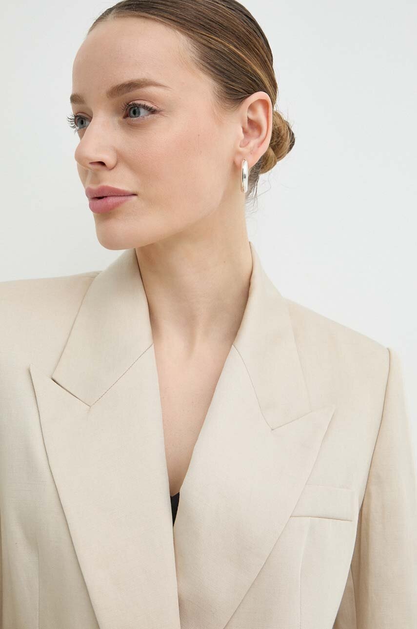 Λινό πανωφόρι Ivy Oak χρώμα: μπεζ, IO119095 φωτογραφία