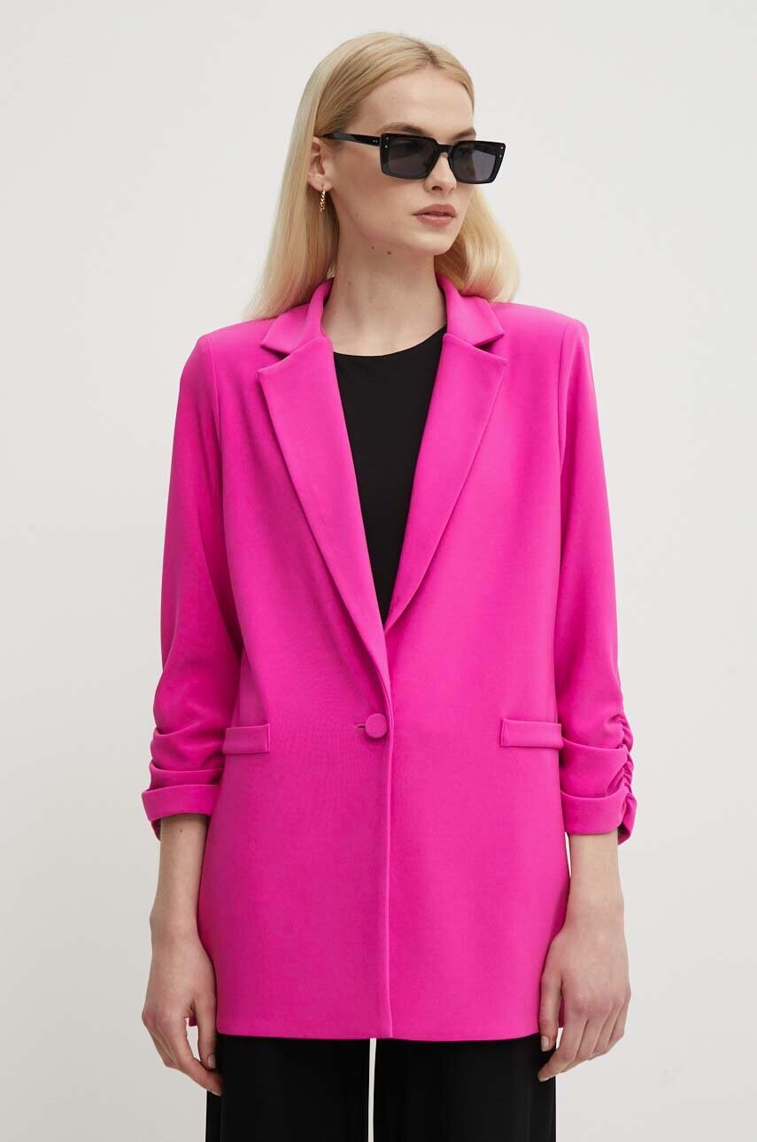 Joseph Ribkoff sacou culoarea roz, un singur rand de nasturi, neted, 241031