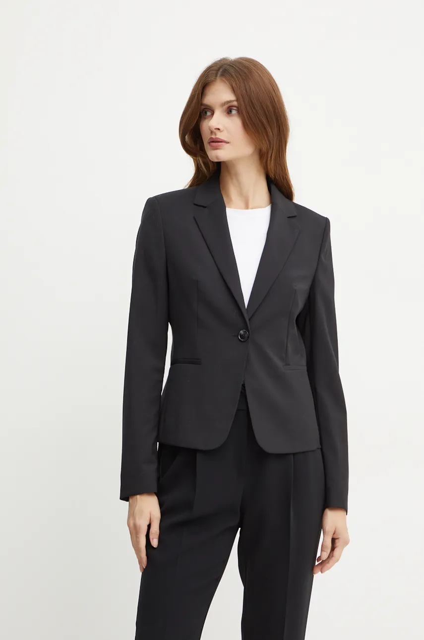 Μάλλινο σακάκι BOSS χρώμα: μαύρο, 50490020 φωτογραφία