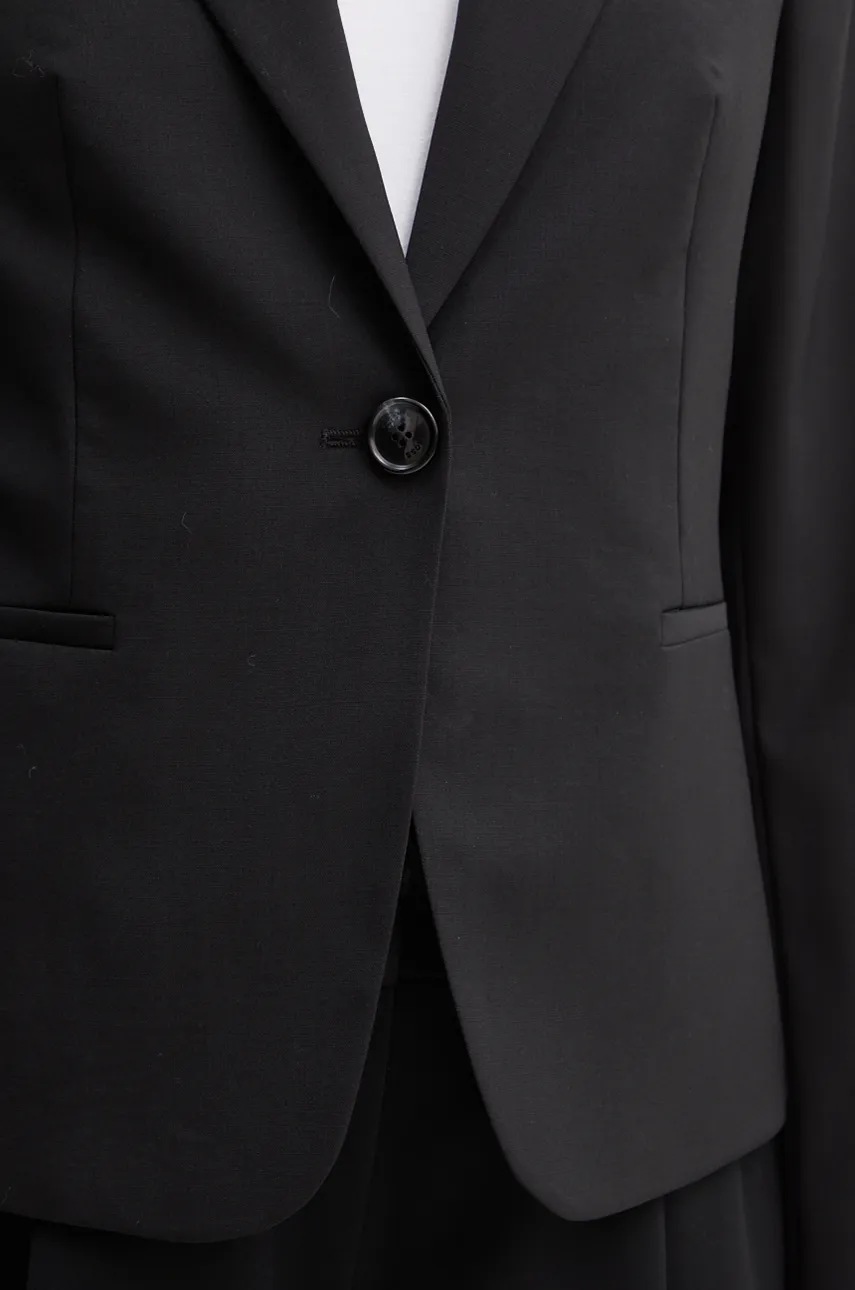 Μάλλινο σακάκι BOSS χρώμα: μαύρο, 50490020 φωτογραφία