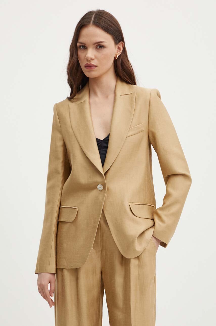 La Petite Française blazer din amestec de in VOYANTE culoarea bej, un singur rand de nasturi, neted La Petite Française blazer din amestec de in VOYANTE culoarea bej, un singur rand de nasturi, neted