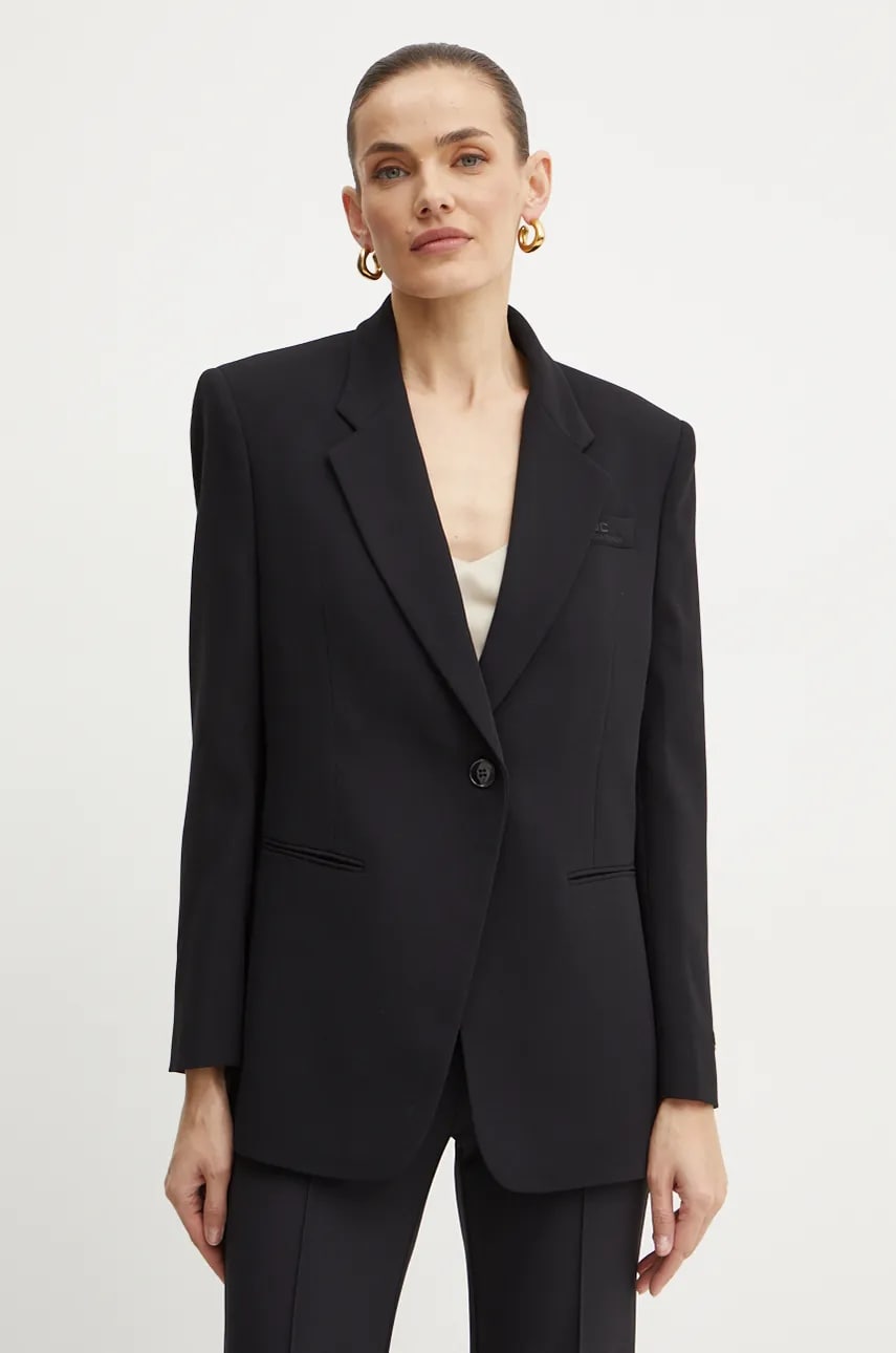 Elisabetta Franchi sacou culoarea negru, un singur rand de nasturi, neted, GI09642E2 Elisabetta Franchi sacou culoarea negru, un singur rand de nasturi, neted, GI09642E2