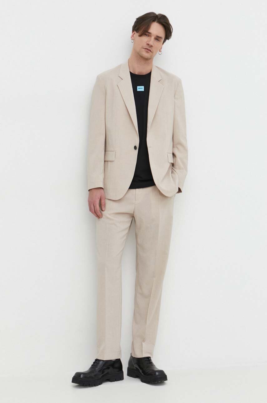 Σακάκι HUGO χρώμα: μπεζ φωτογραφία