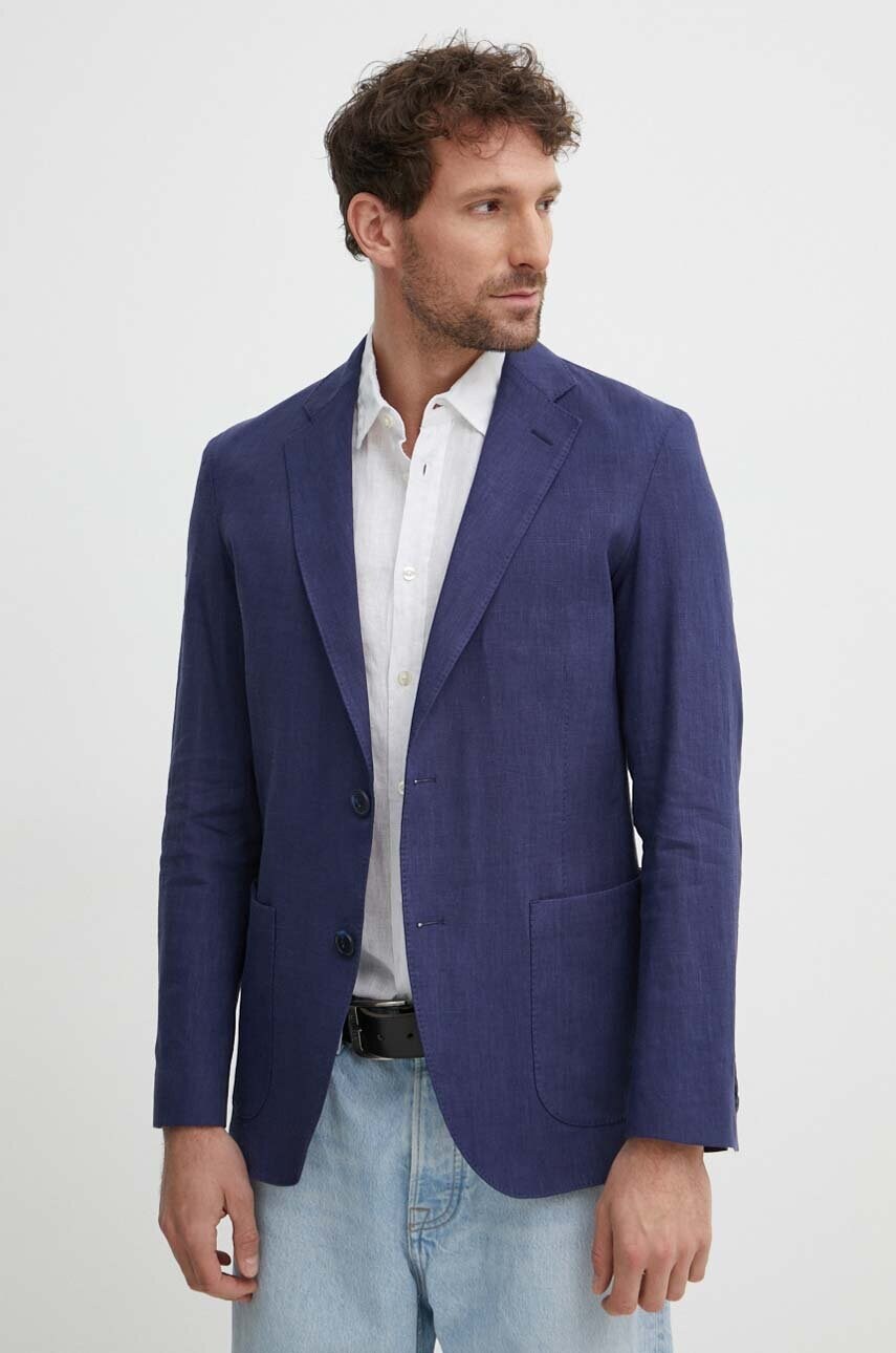 Levně Plátěné sako Tommy Hilfiger tmavomodrá barva, MW0MW35214