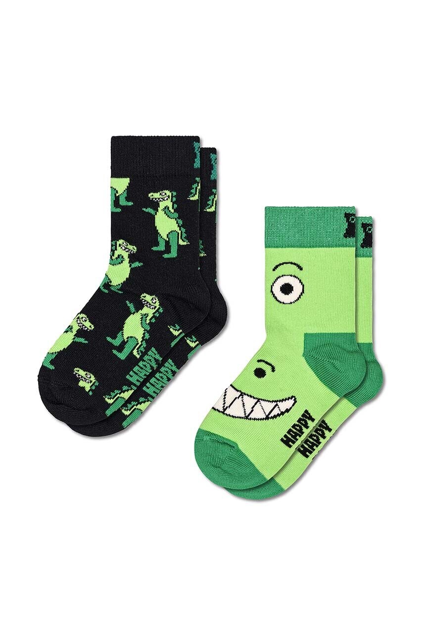 Levně Dětské ponožky Happy Socks Kids Dino Socks 2-pack zelená barva