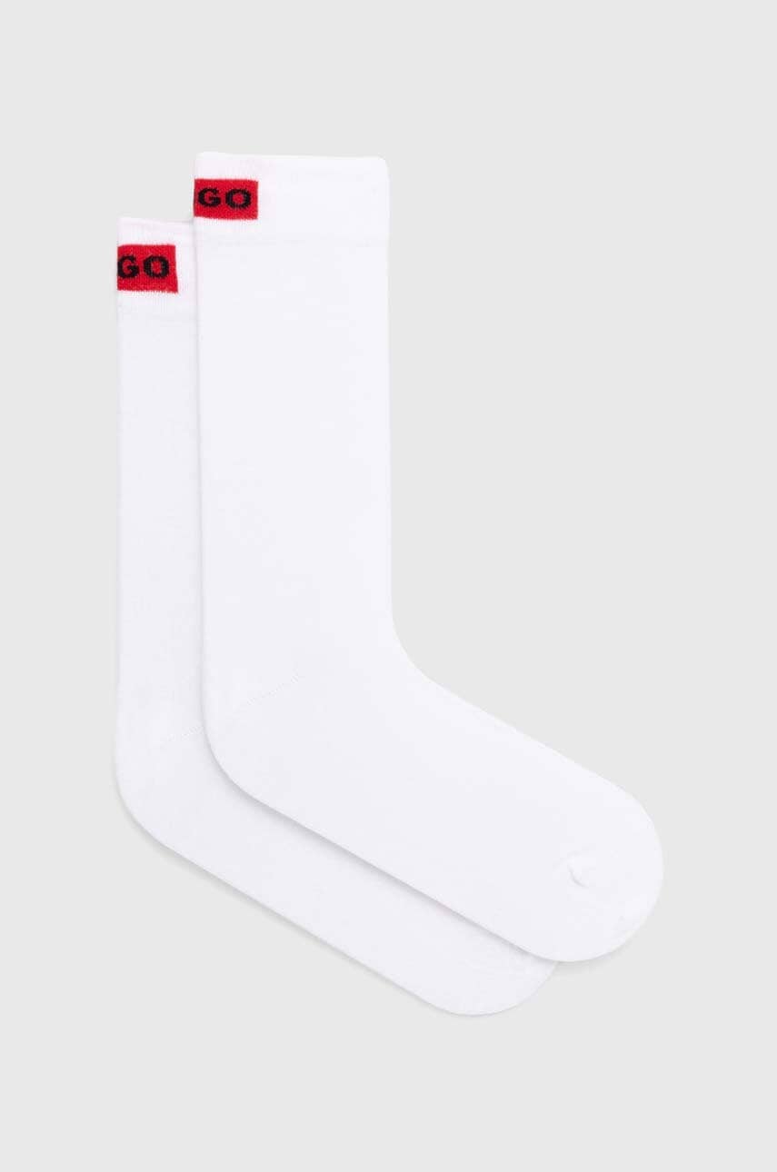 HUGO sosete 2-pack femei, culoarea alb