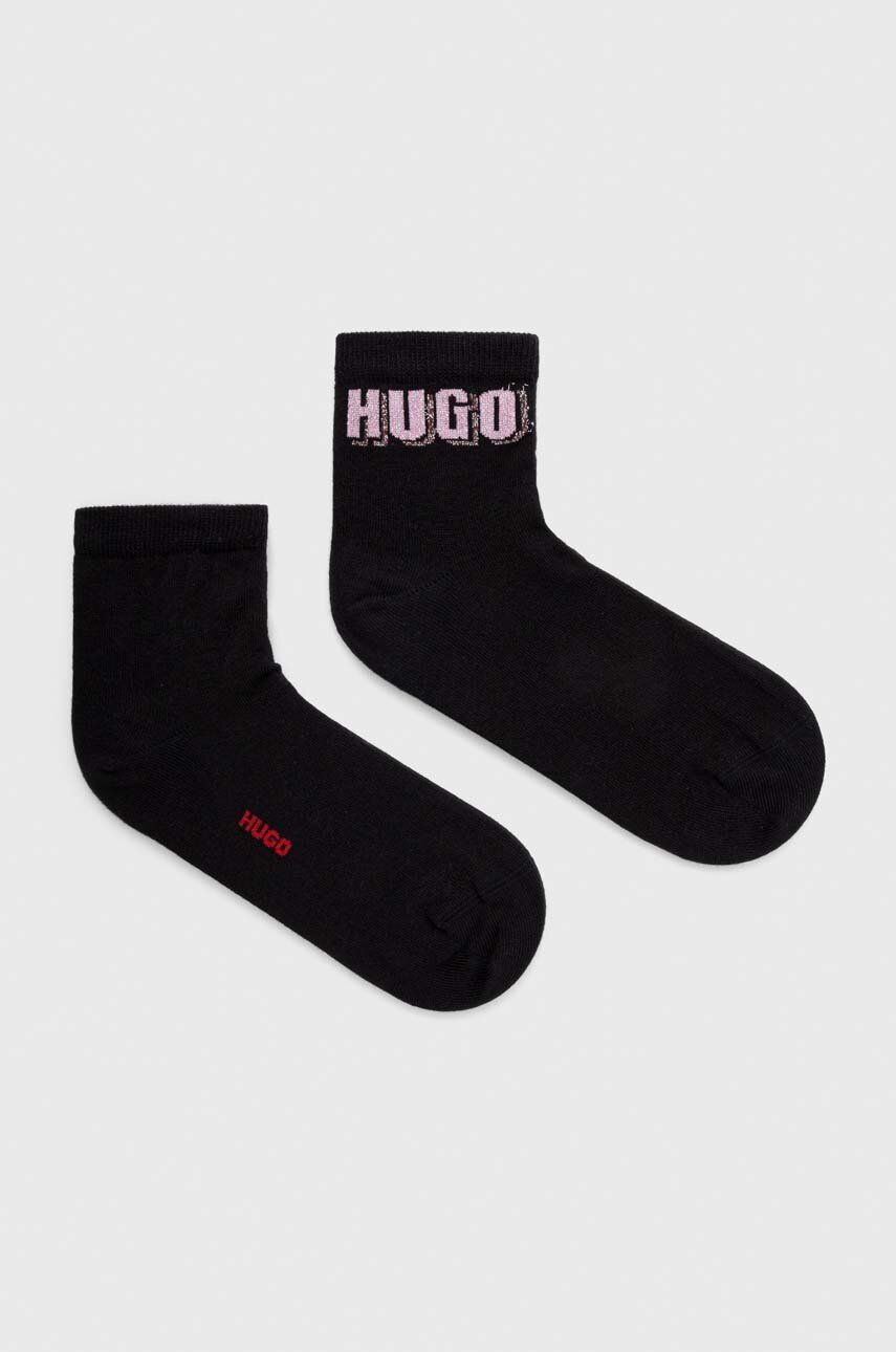 Levně Ponožky HUGO 2-pack dámské, černá barva, 50510695