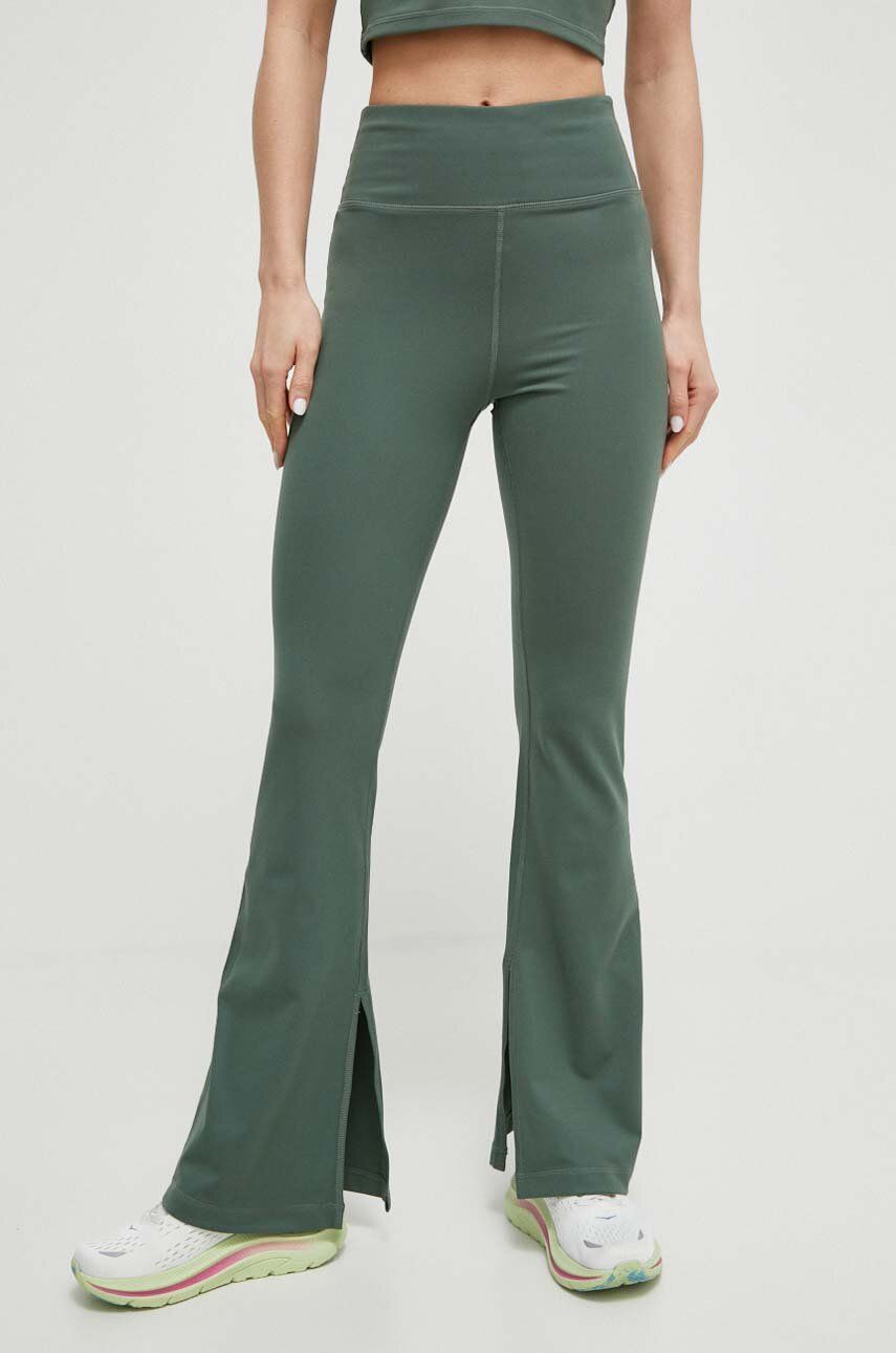 Dkny colanti femei, culoarea verde, neted