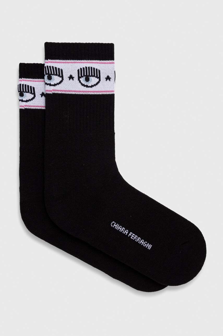 Ponožky Chiara Ferragni LOGOMANIA dámské, černá barva, 76SB0J02