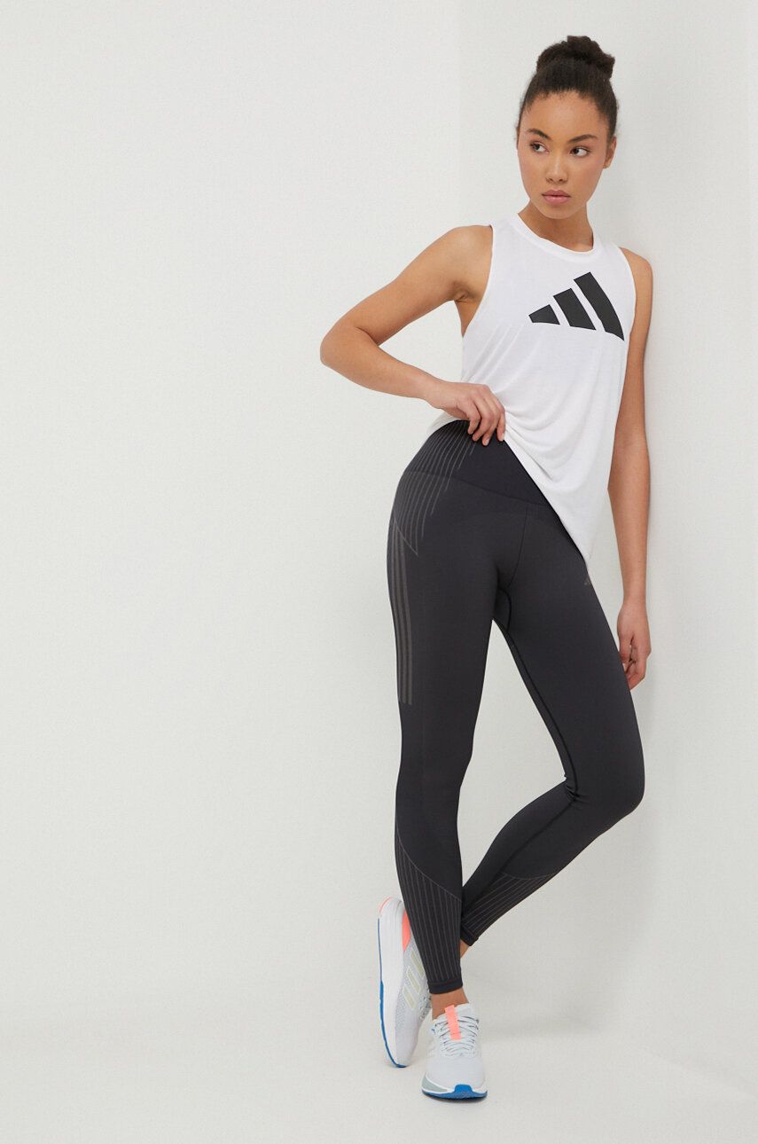 adidas Performance leggins de antrenament culoarea negru, cu imprimeu