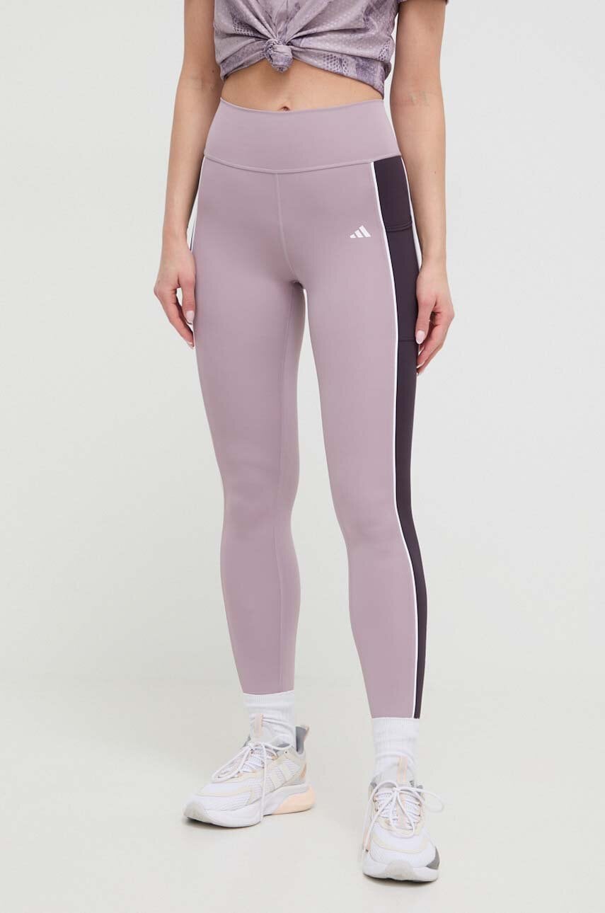 adidas Performance leggins de antrenament Optime culoarea violet, modelator