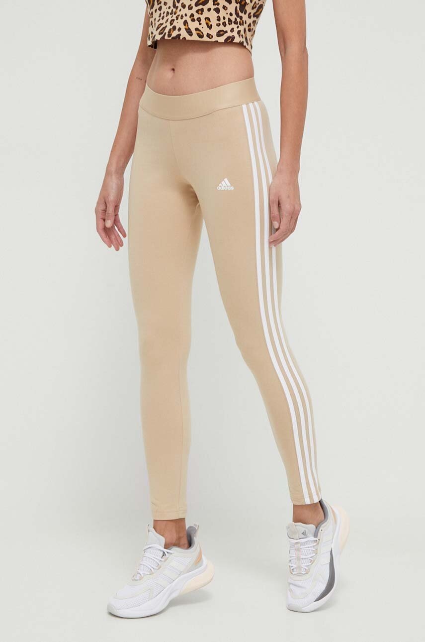 adidas colanti femei, culoarea bej, cu imprimeu