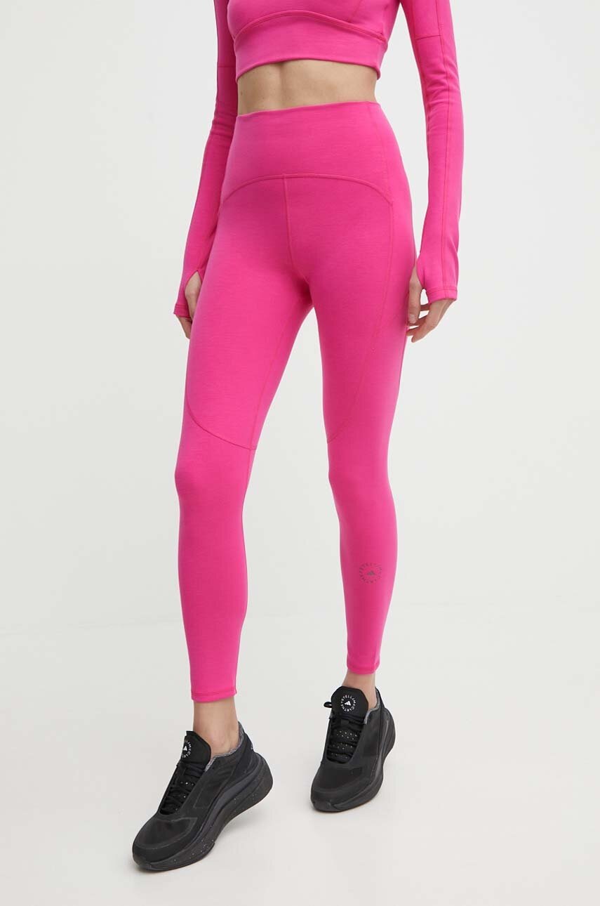 adidas by Stella McCartney leggins de antrenament culoarea roz, neted, IT5712