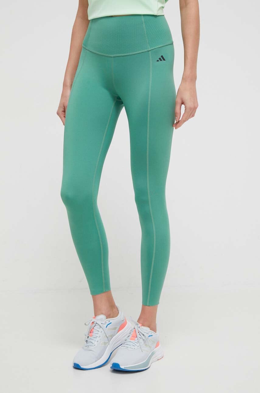 adidas Performance leggins de antrenament Optime Power culoarea verde, neted