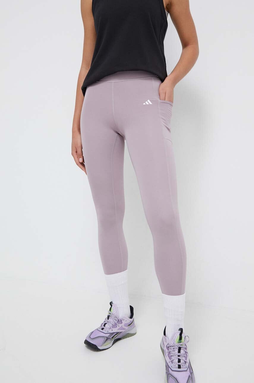 adidas Performance leggins de antrenament Optime culoarea roz, neted