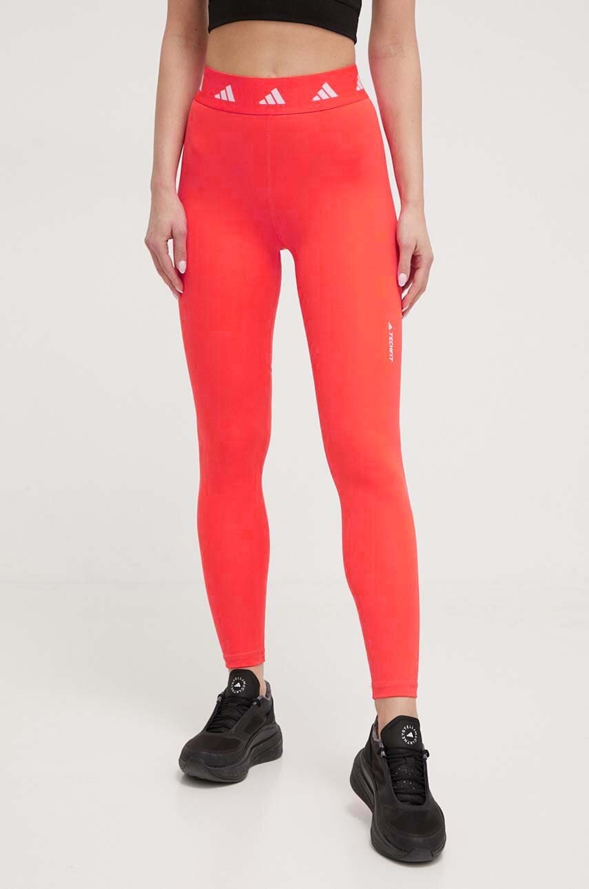 adidas Performance leggins de antrenament culoarea rosu, cu imprimeu