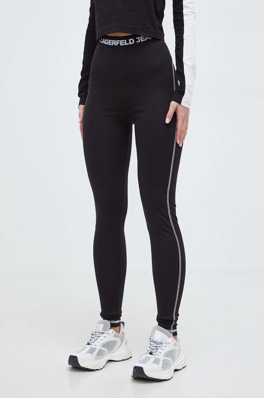 Levně Legíny Karl Lagerfeld Jeans dámské, černá barva, s aplikací