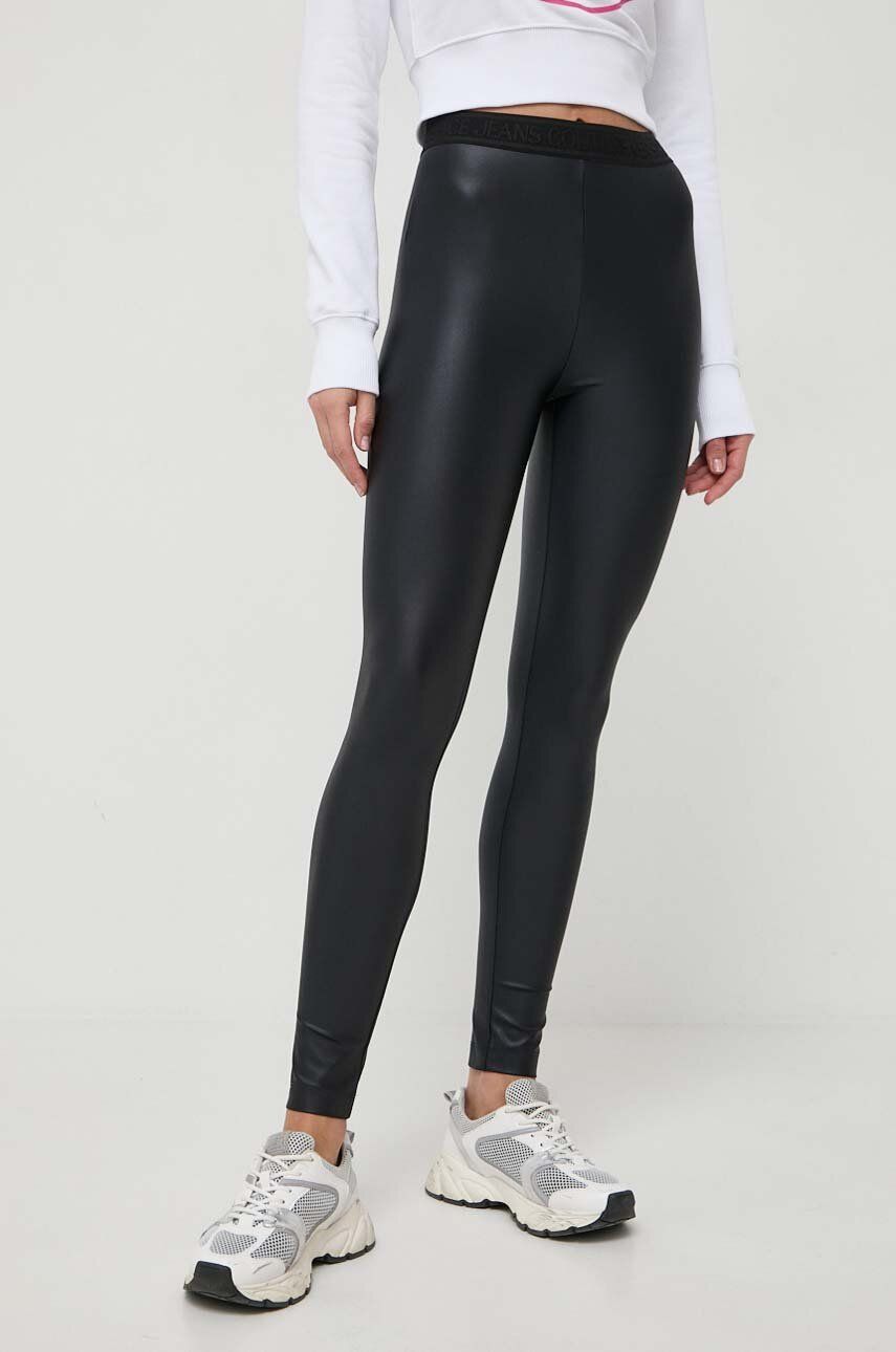 Levně Legíny Versace Jeans Couture dámské, černá barva, hladké, 76HAC101 J0062