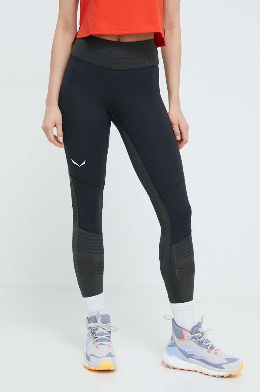 Salewa leggins sport Pedroc Dry Responsive femei, culoarea negru, neted