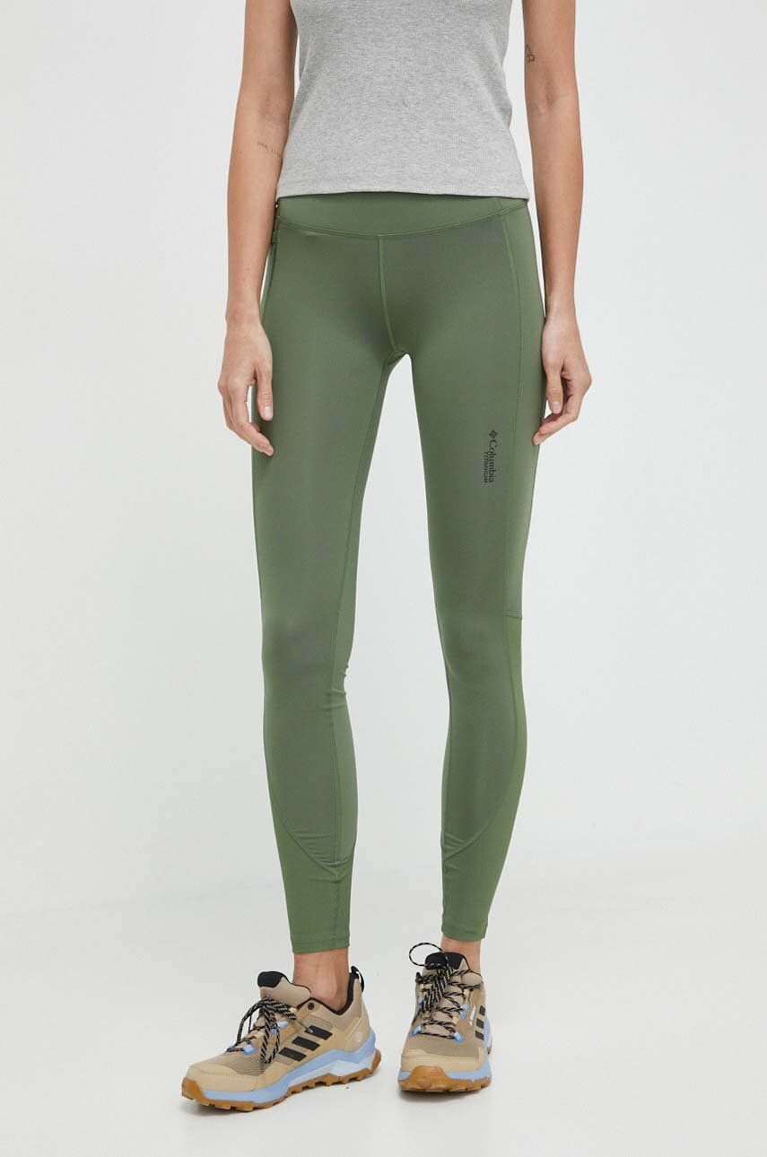 Columbia leggins sport Cirque River femei, culoarea verde, neted, 2072461