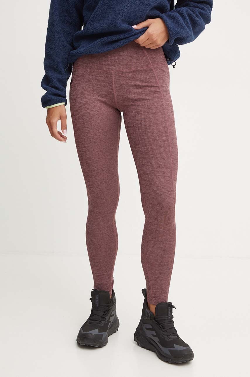Columbia leggins sport Move femei, culoarea bordo, melanj