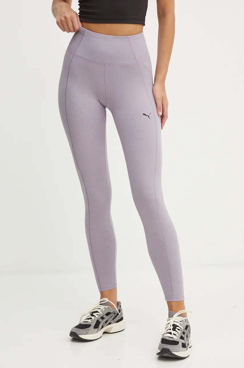 Puma jambiere de yoga STUDIO FOUNDATION culoarea violet, neted, 524847