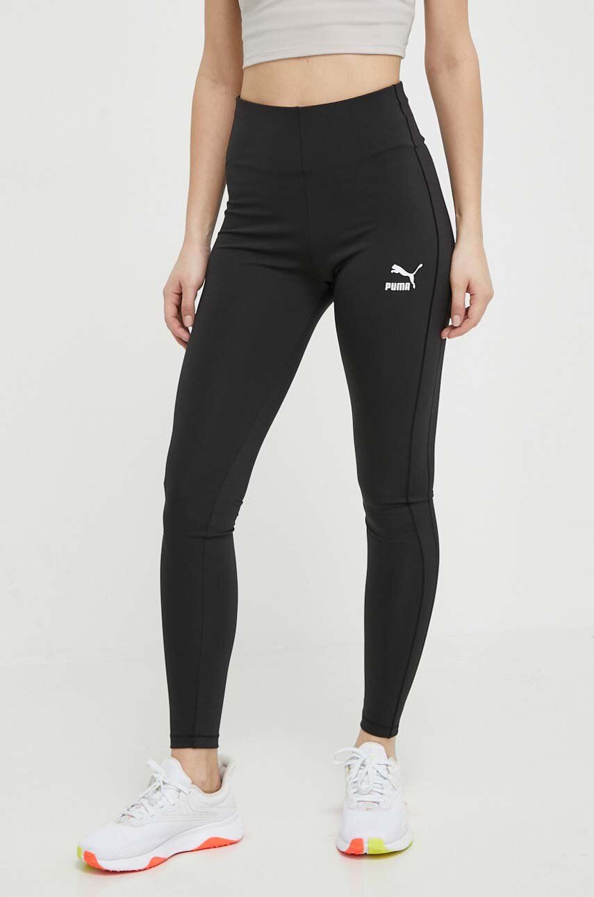 Puma leggins de antrenament T7 culoarea negru, neted, 624215