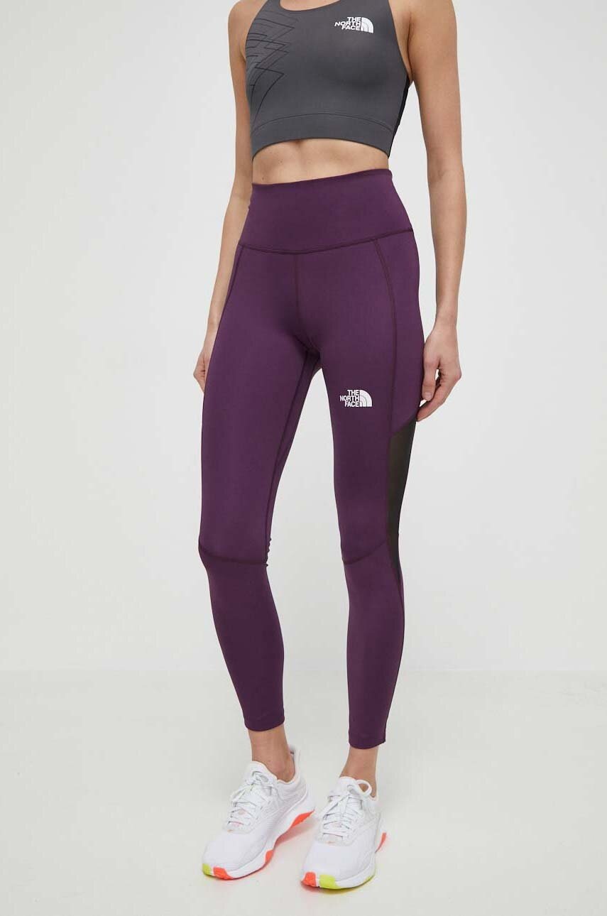 The North Face leggins sport femei, culoarea violet, cu imprimeu, NF0A87K1W4E1