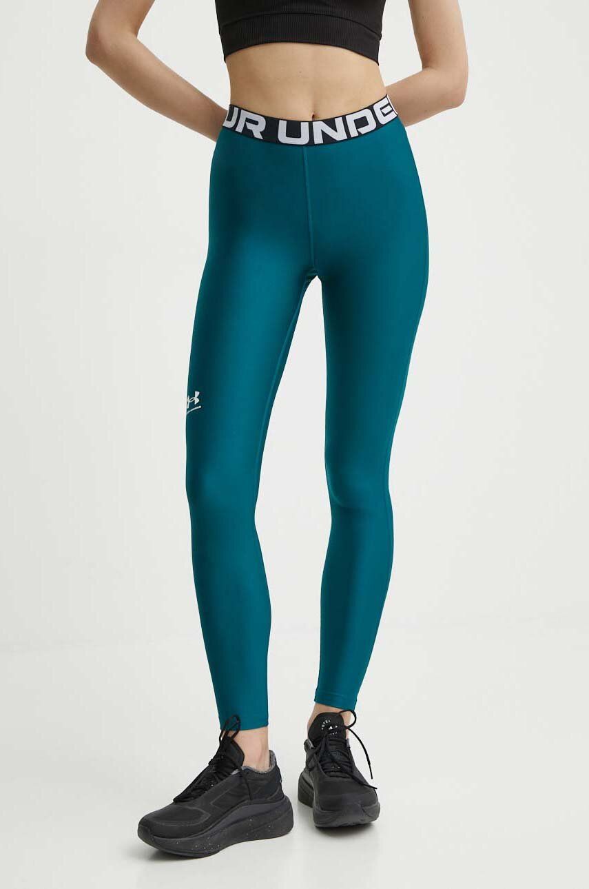 Under Armour leggins de antrenament HG Authentics culoarea verde, cu imprimeu