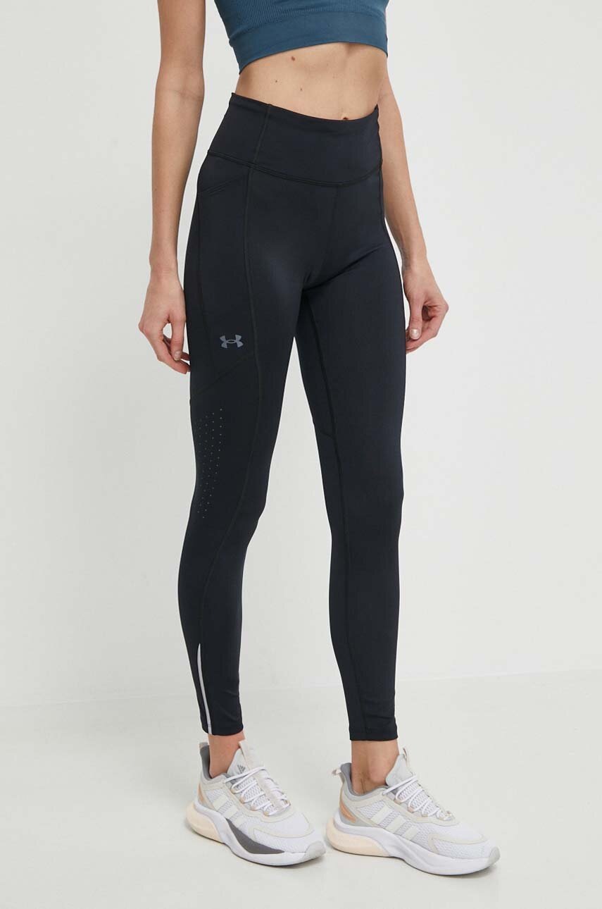 Under Armour leggins de alergare Fly Fast 3.0 culoarea negru, neted, 1369773