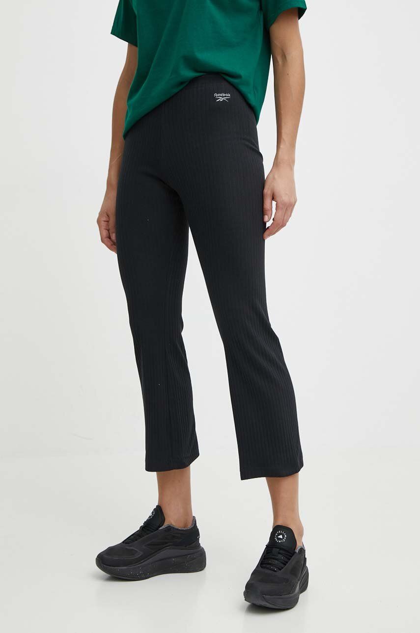Levně Kalhoty Reebok Classic Wardrobe Essentials dámské, černá barva, jednoduché, high waist, 100075526