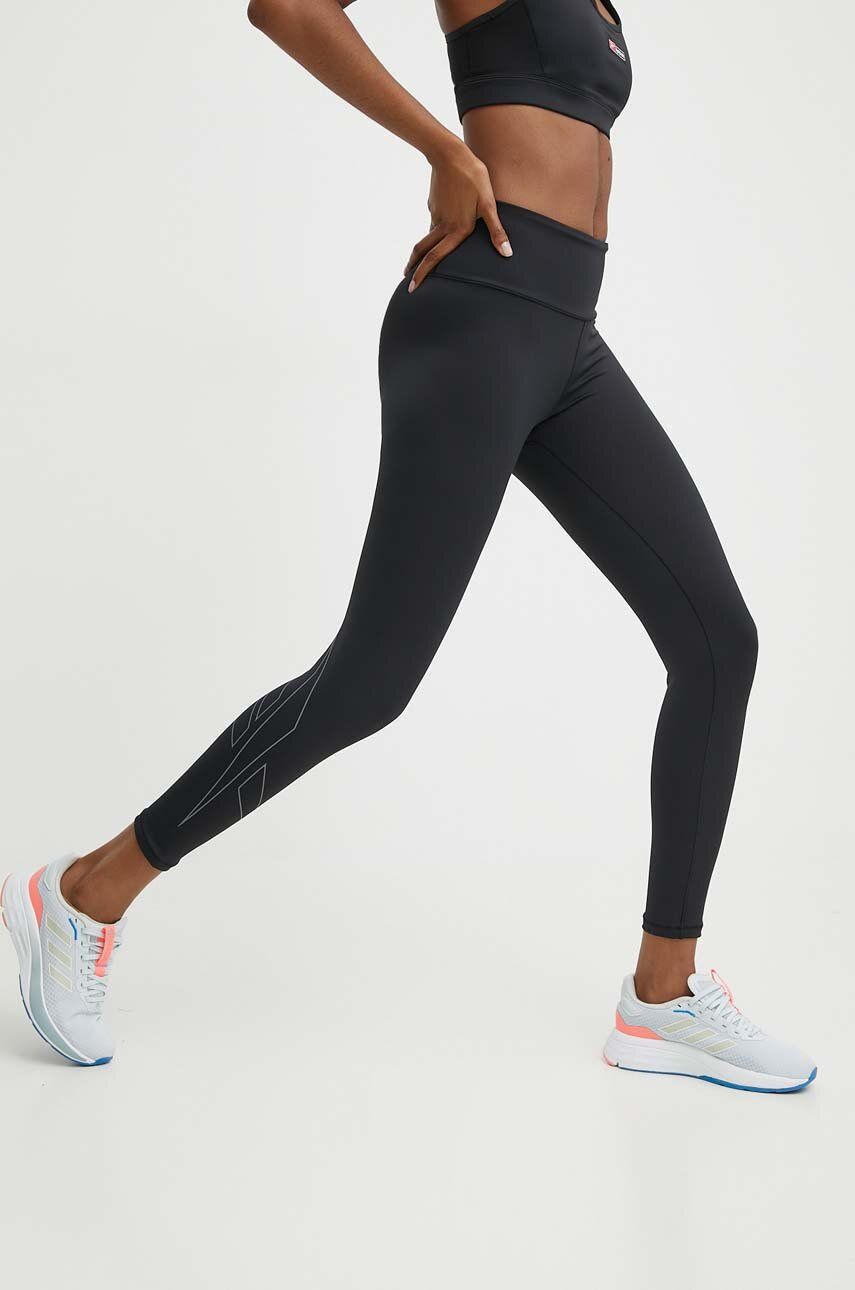 Reebok leggins de antrenament Lux Bold culoarea negru, neted, 100075366