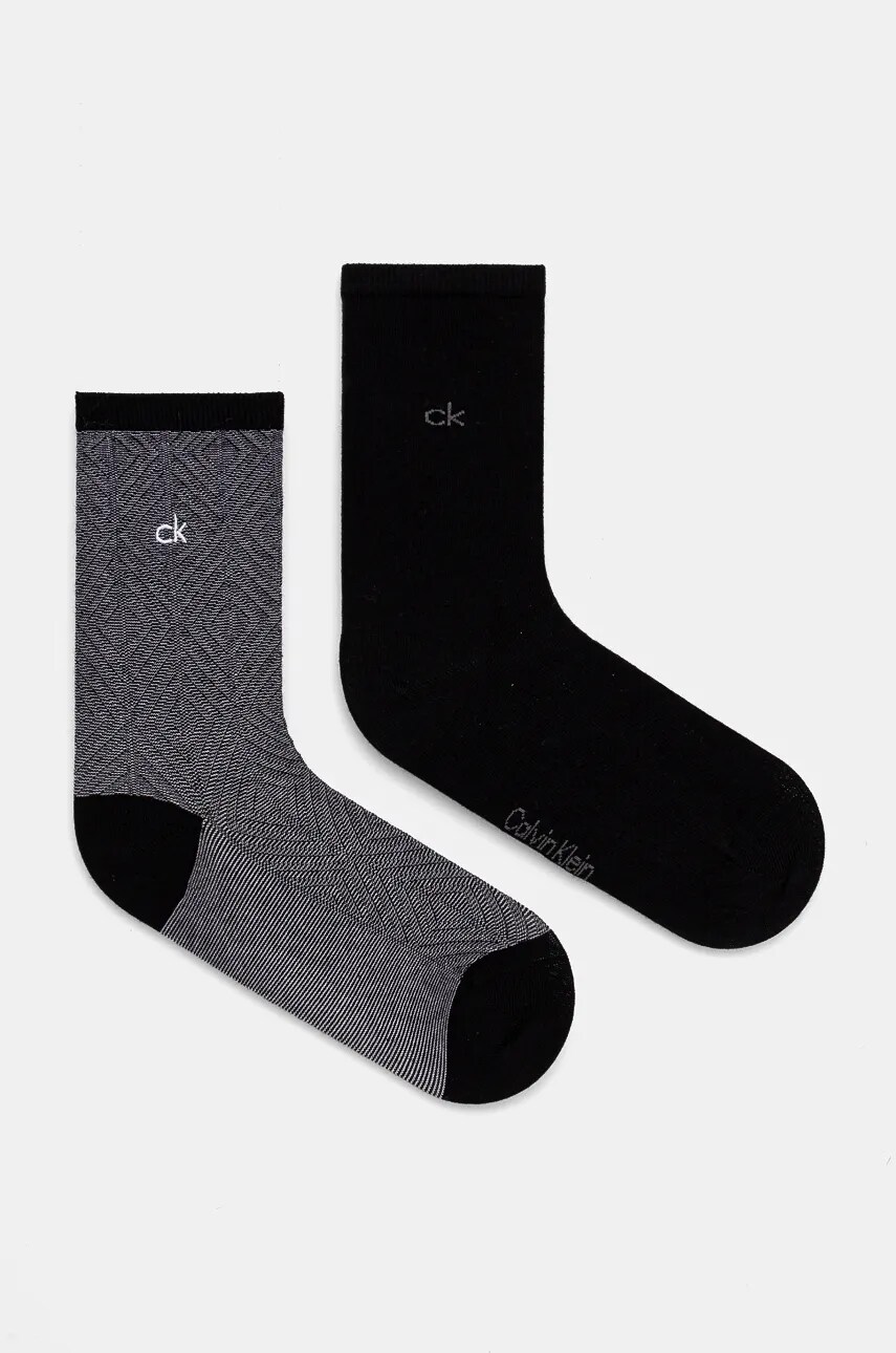 Levně Ponožky Calvin Klein 2-pack dámské, černá barva, 701230617