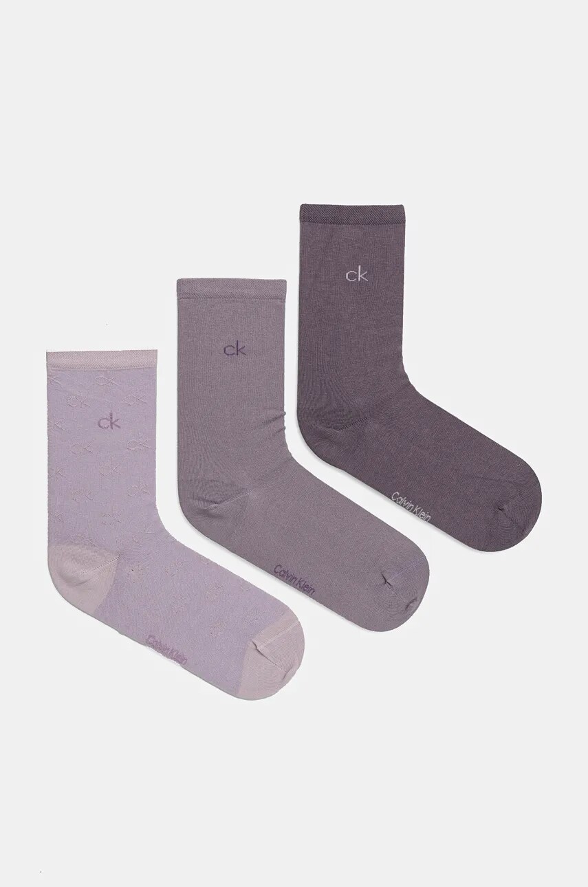 Levně Ponožky Calvin Klein 4-pack dámské, fialová barva, 701229441
