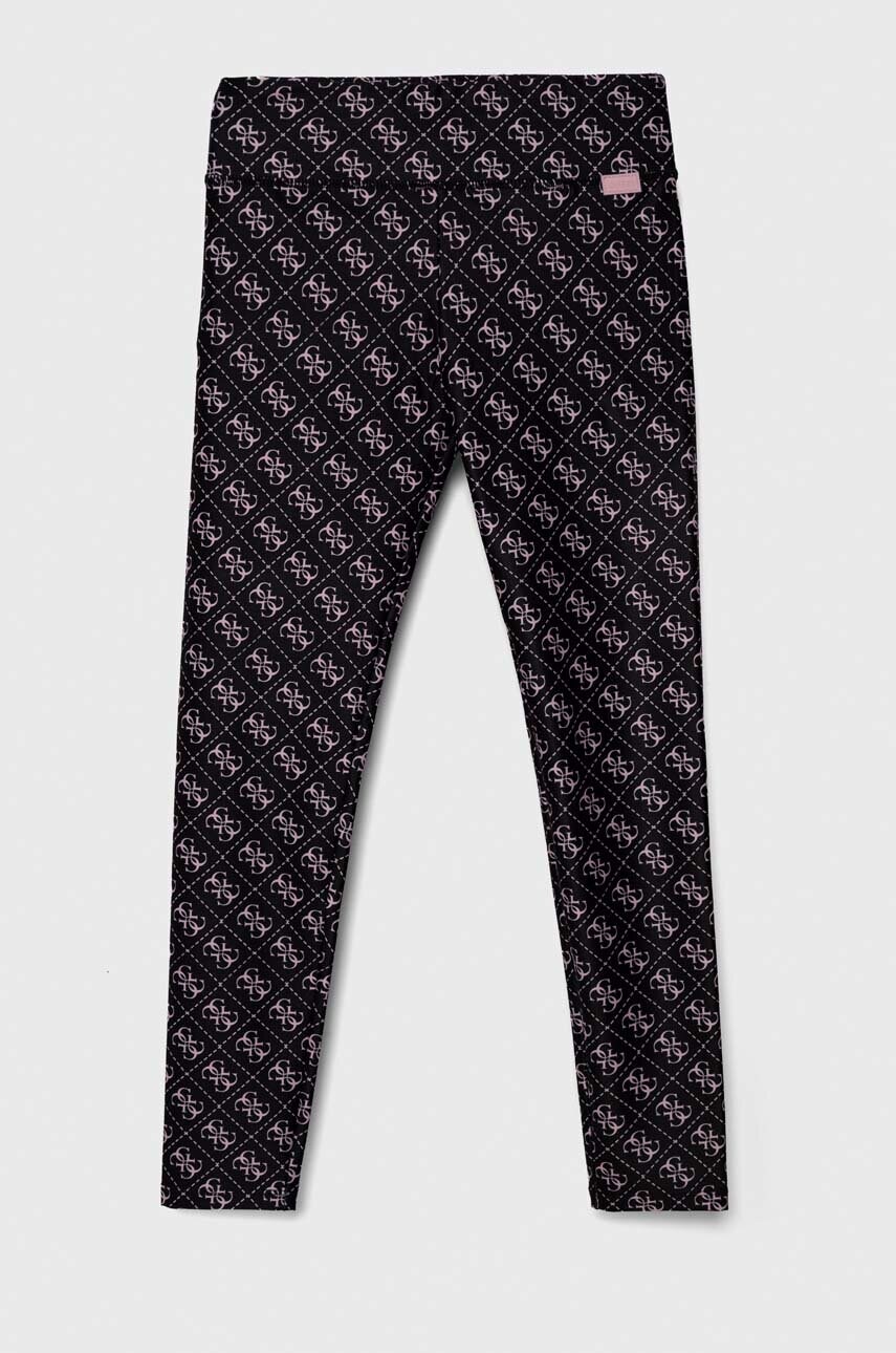 Дитячі легінси Guess колір чорний візерунок Дитячі легінси Guess колір чорний візерунок