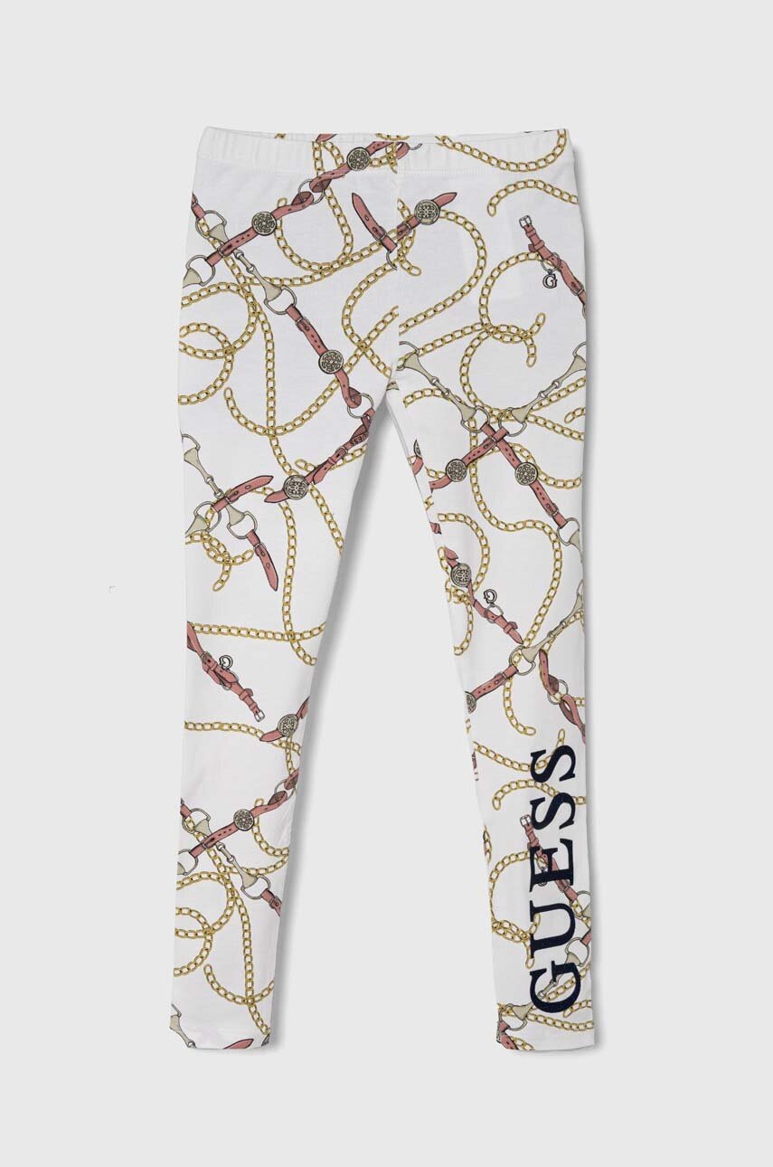 Дитячі легінси Guess колір бежевий візерунок Дитячі легінси Guess колір бежевий візерунок