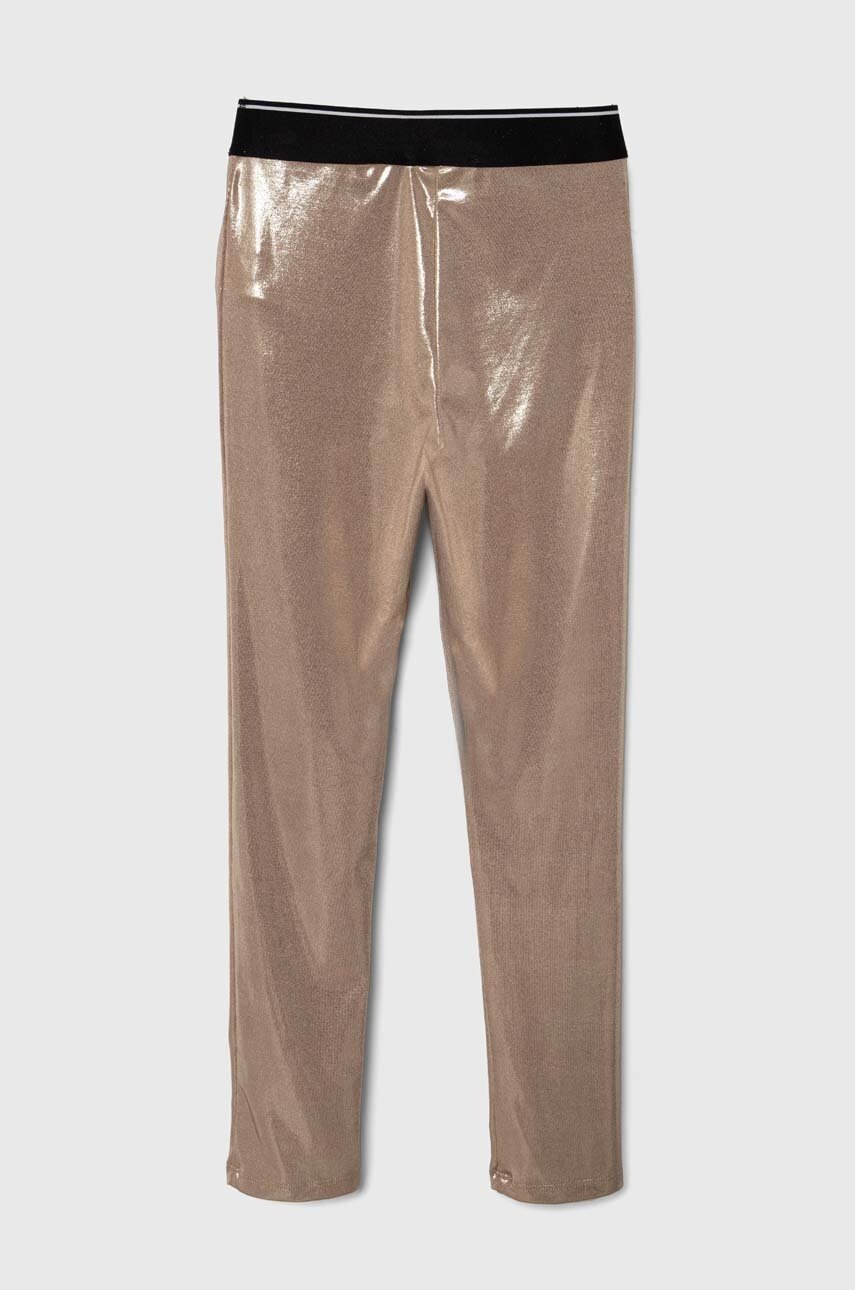 Дитячі легінси Calvin Klein Jeans колір золотий однотонні