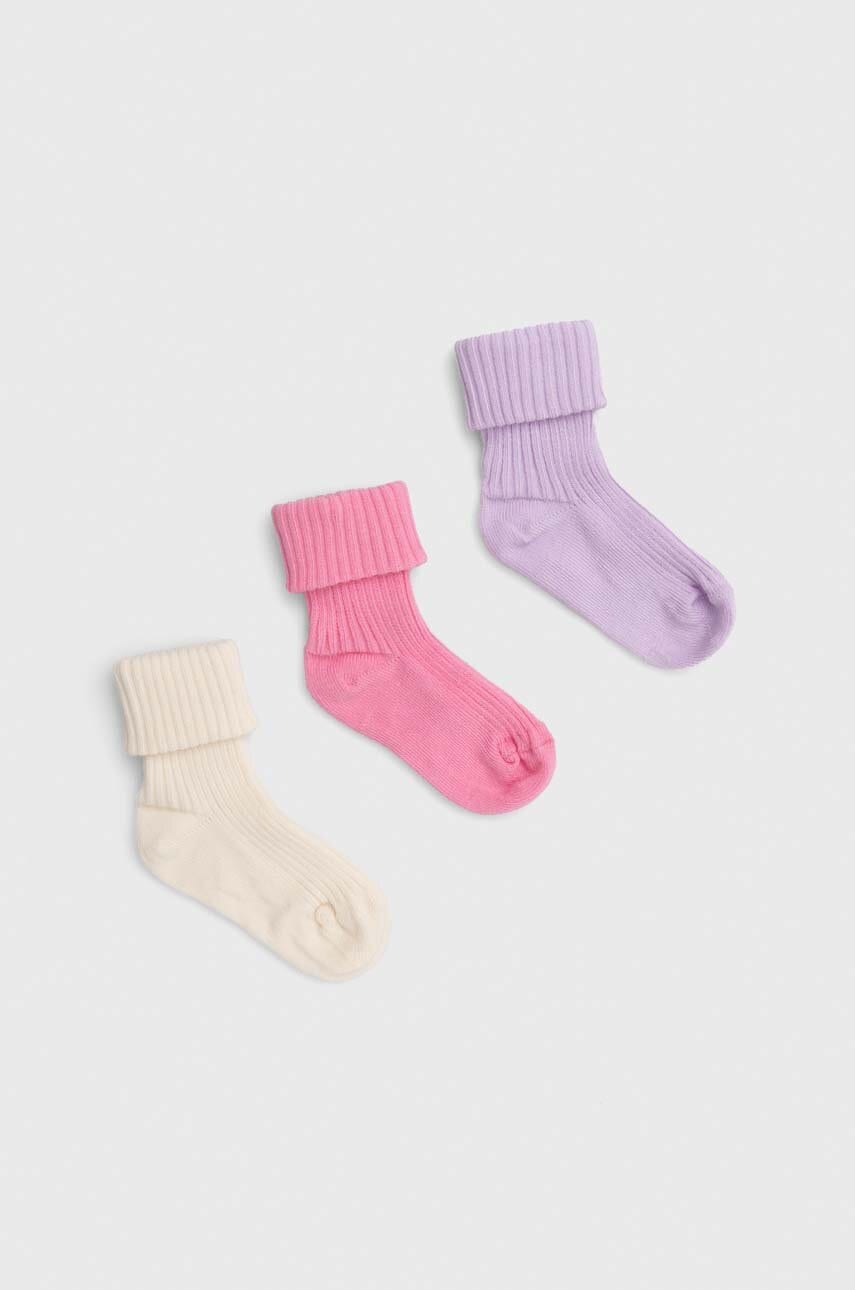 United Colors of Benetton sosete bebe 3-pack culoarea roz