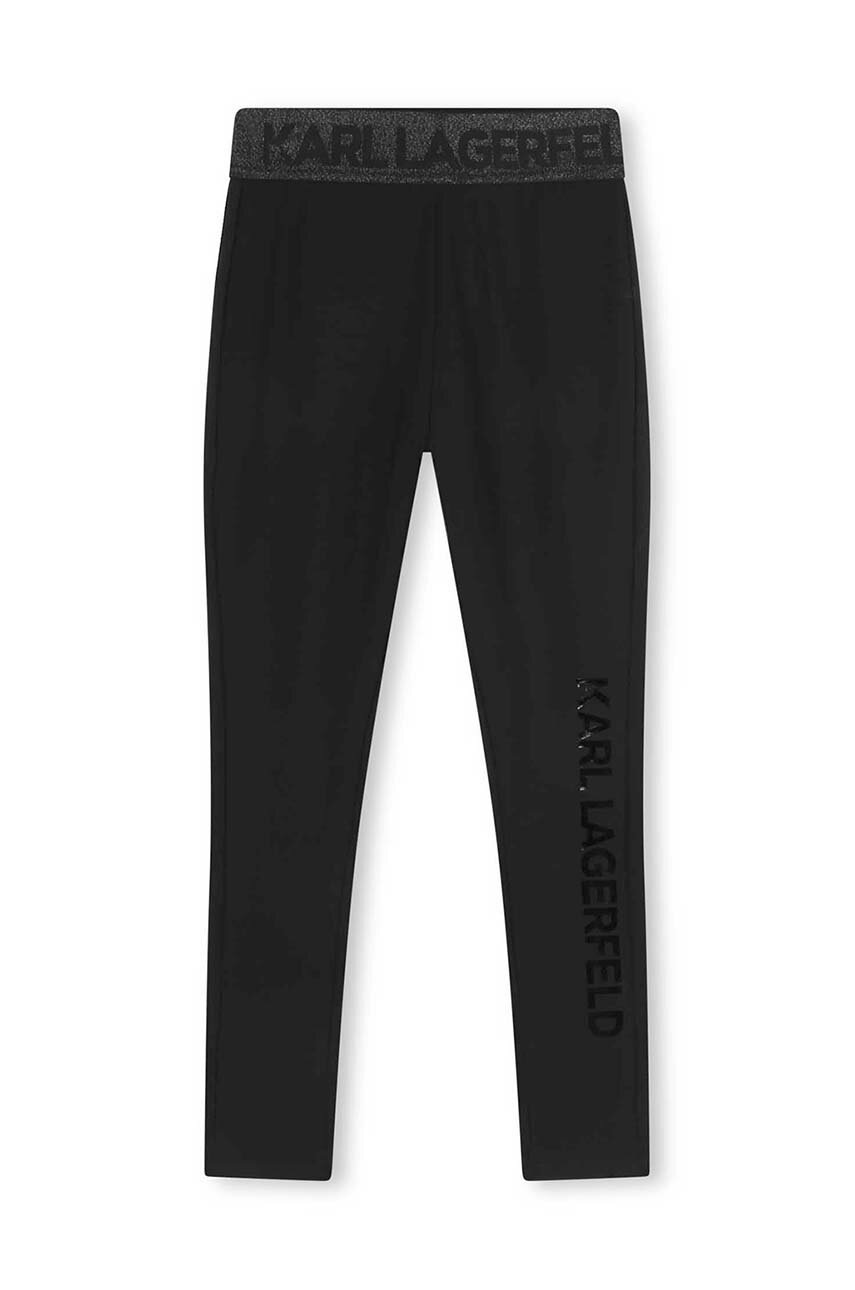 Karl Lagerfeld leggins copii culoarea negru, neted