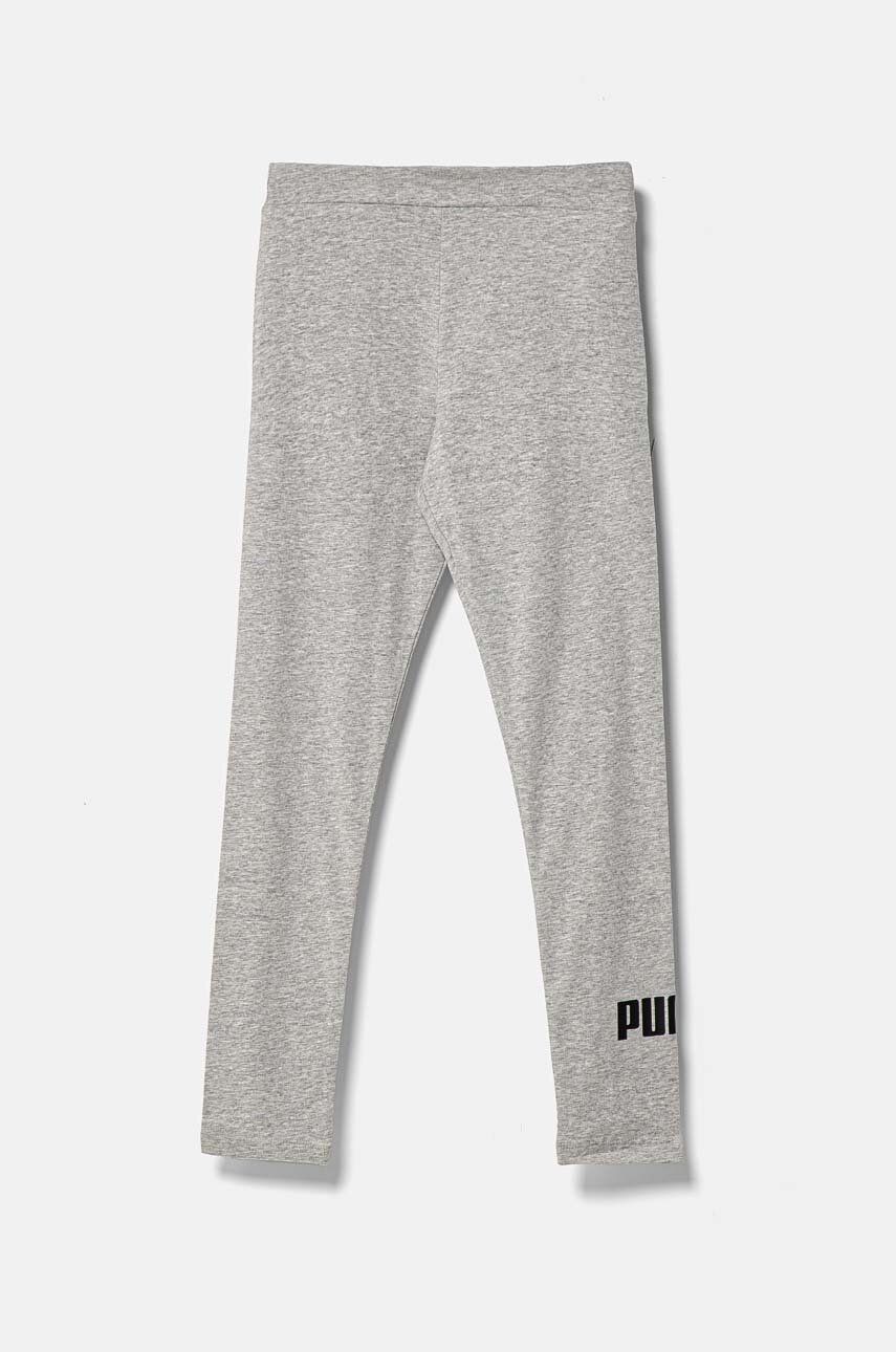 Puma leggins copii ESS Logo Leggings G culoarea gri, cu imprimeu