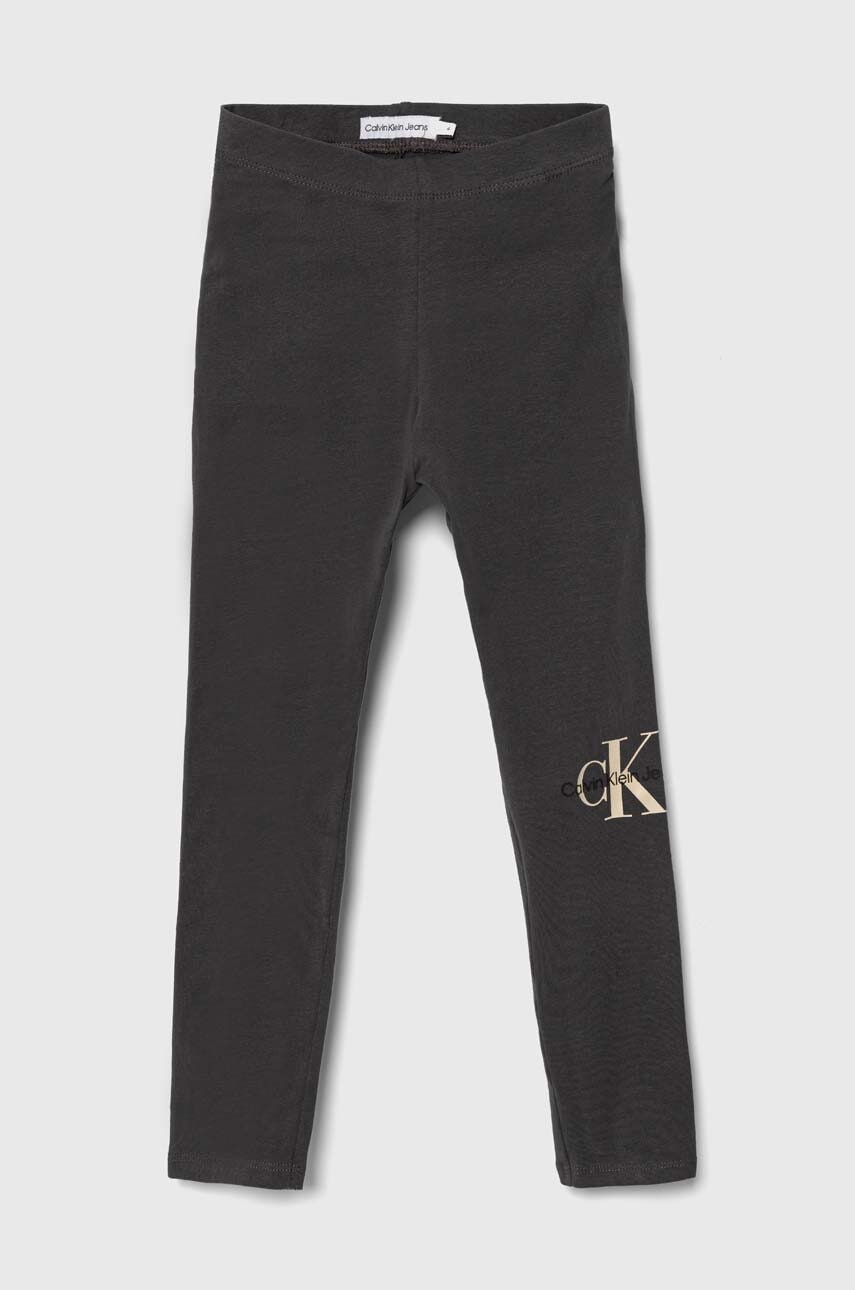 

Детски клин Calvin Klein Jeans в сиво с принт, Сив