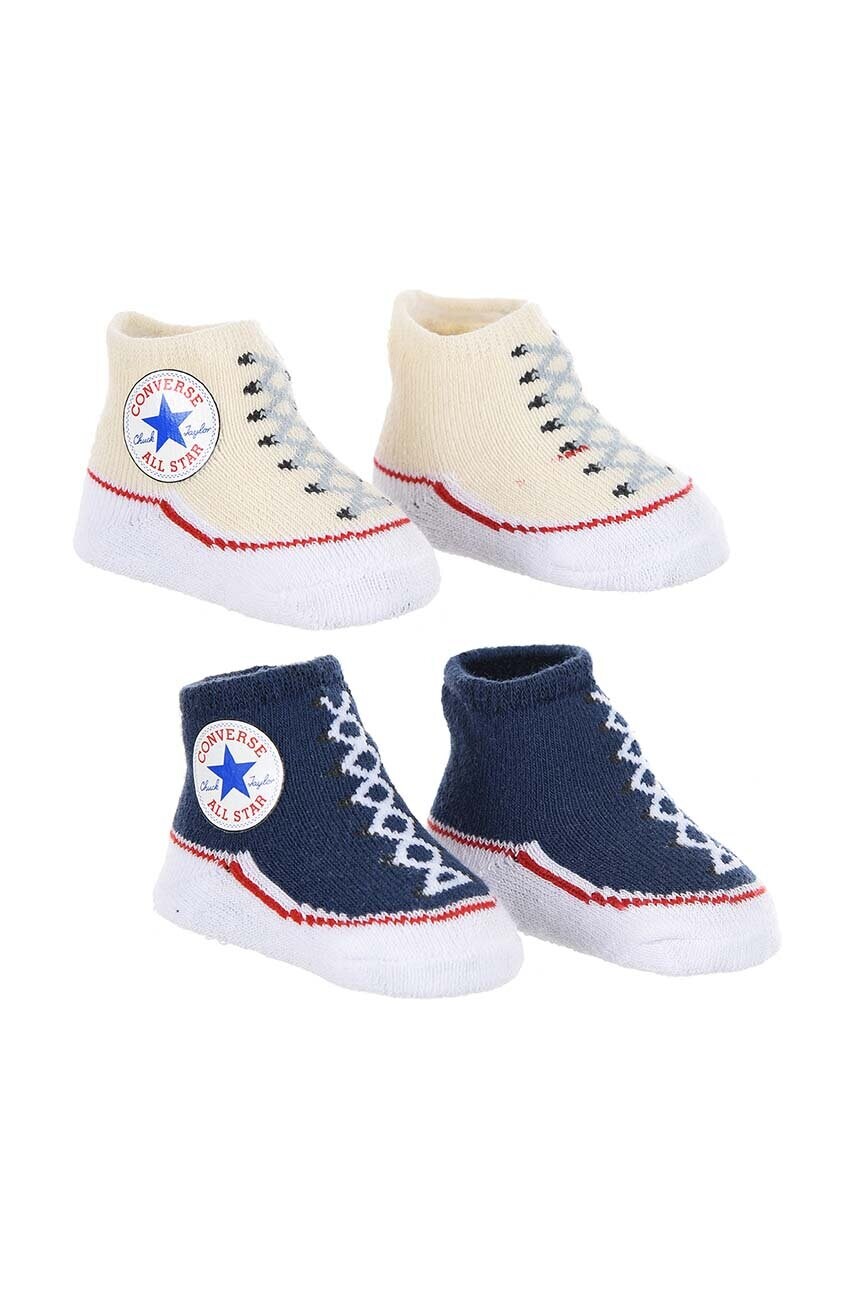 Levně Kojenecké ponožky Converse 2-pack zelená barva