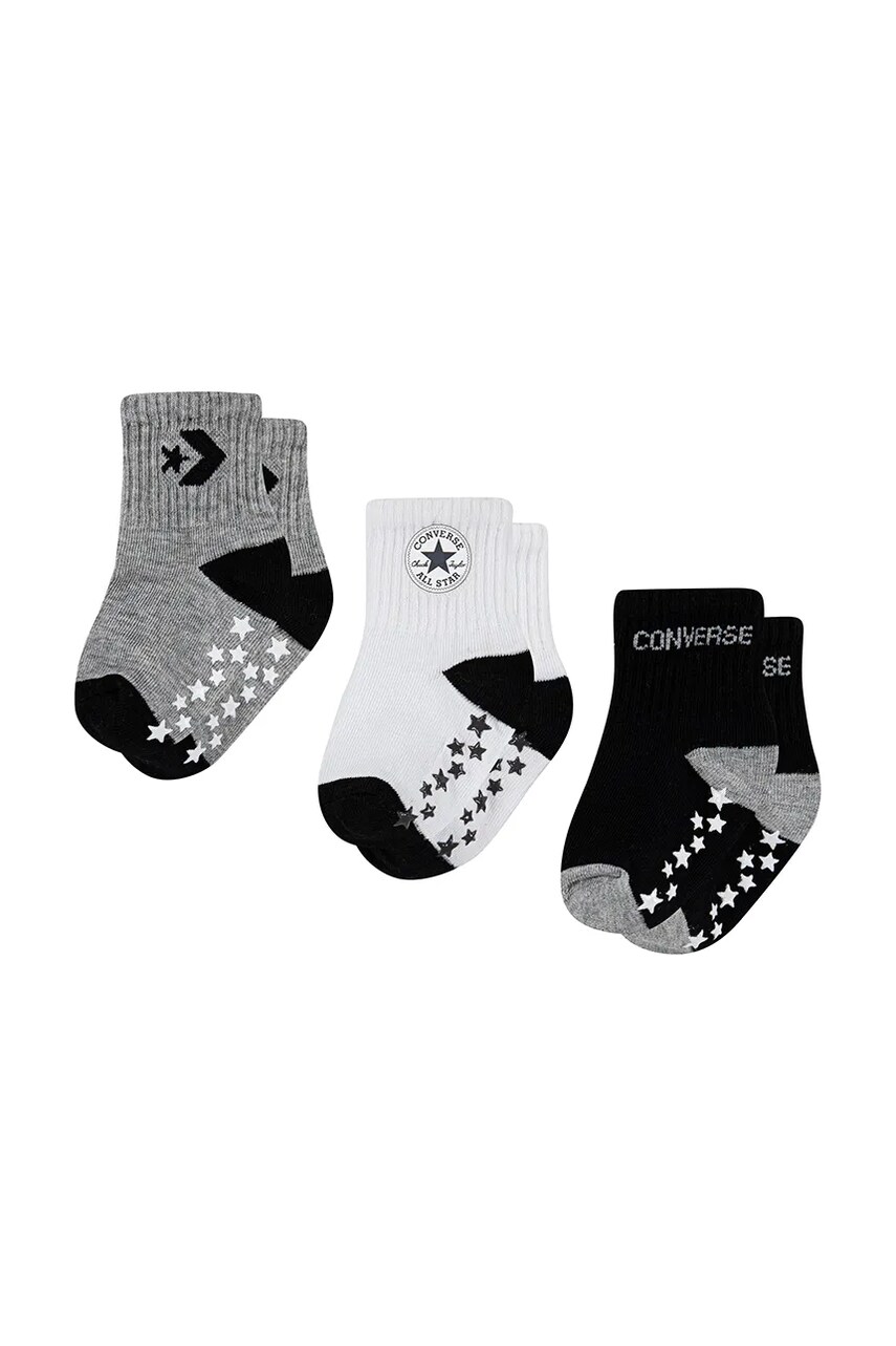 Converse sosete bebe 3-pack culoarea negru