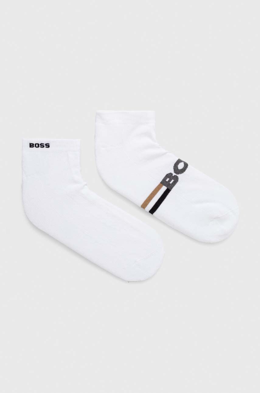 Levně Ponožky BOSS 2-pack pánské, bílá barva