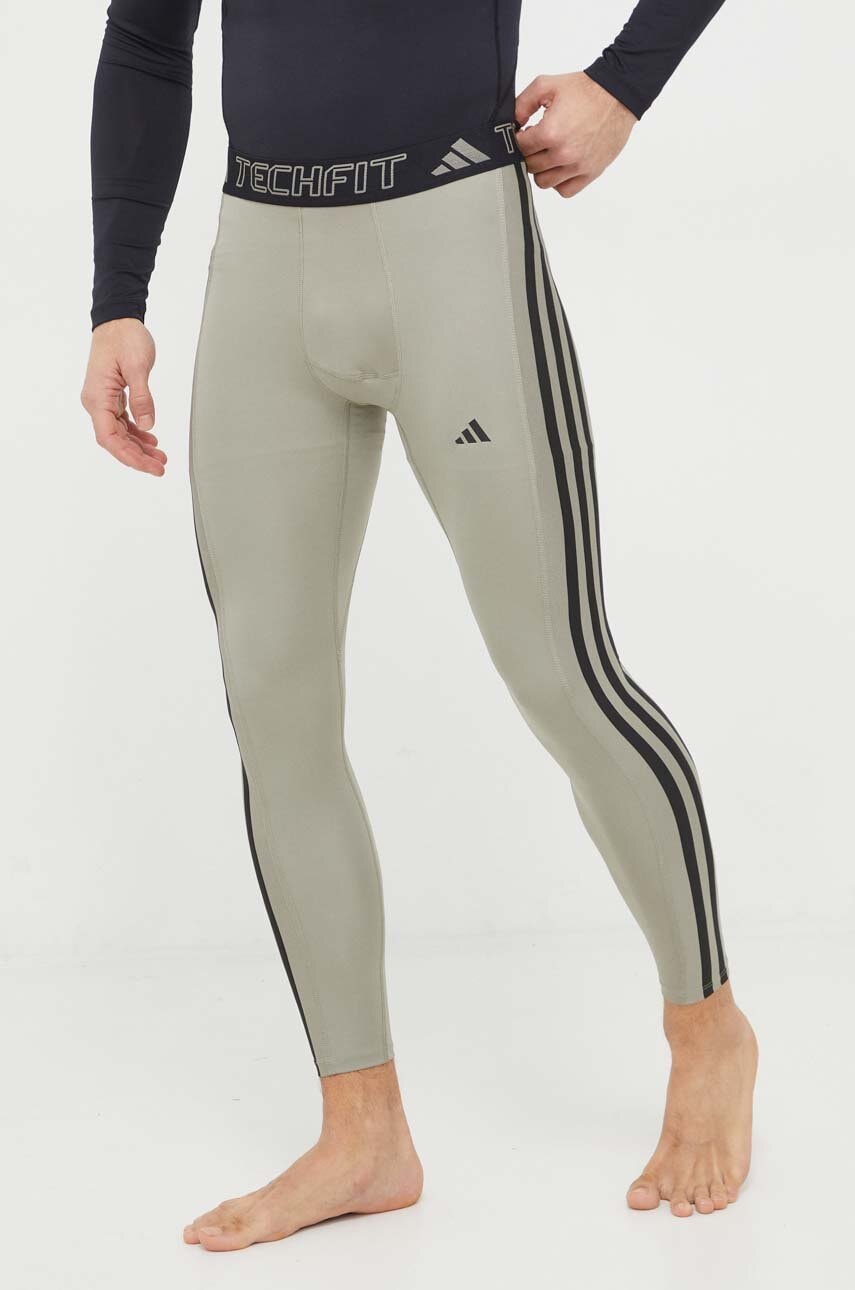 adidas Performance colanți de antrenament Techfit culoarea verde, cu imprimeu IR5711