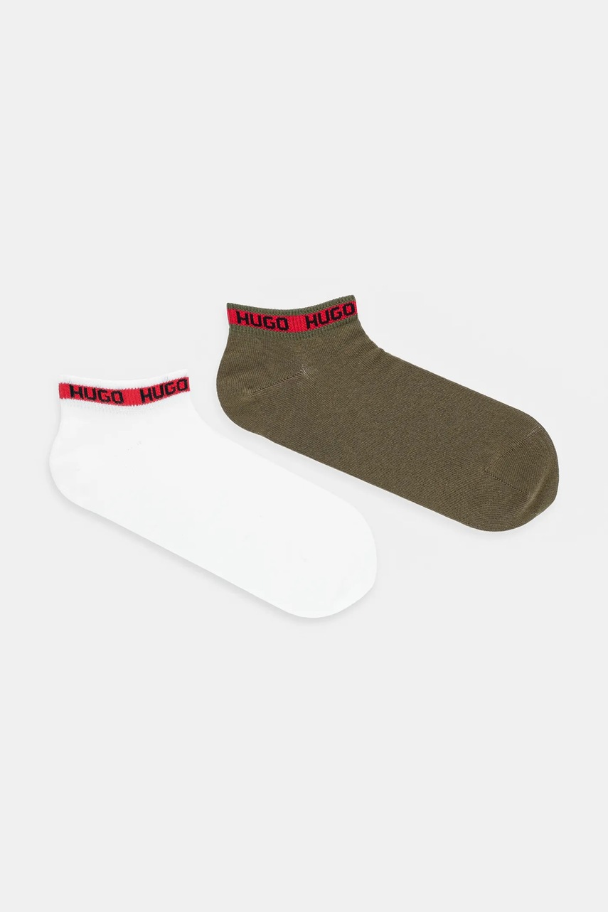 Levně Ponožky HUGO 2-pack pánské, zelená barva, 50516394